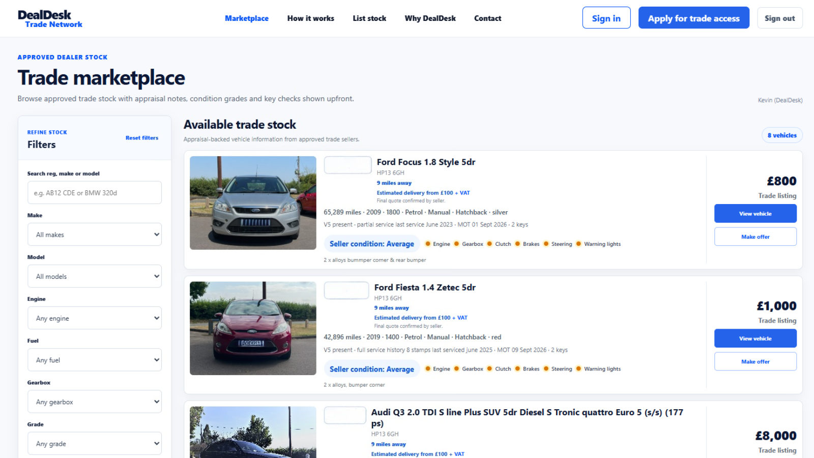 DealDesk Trade marketplace screenshot