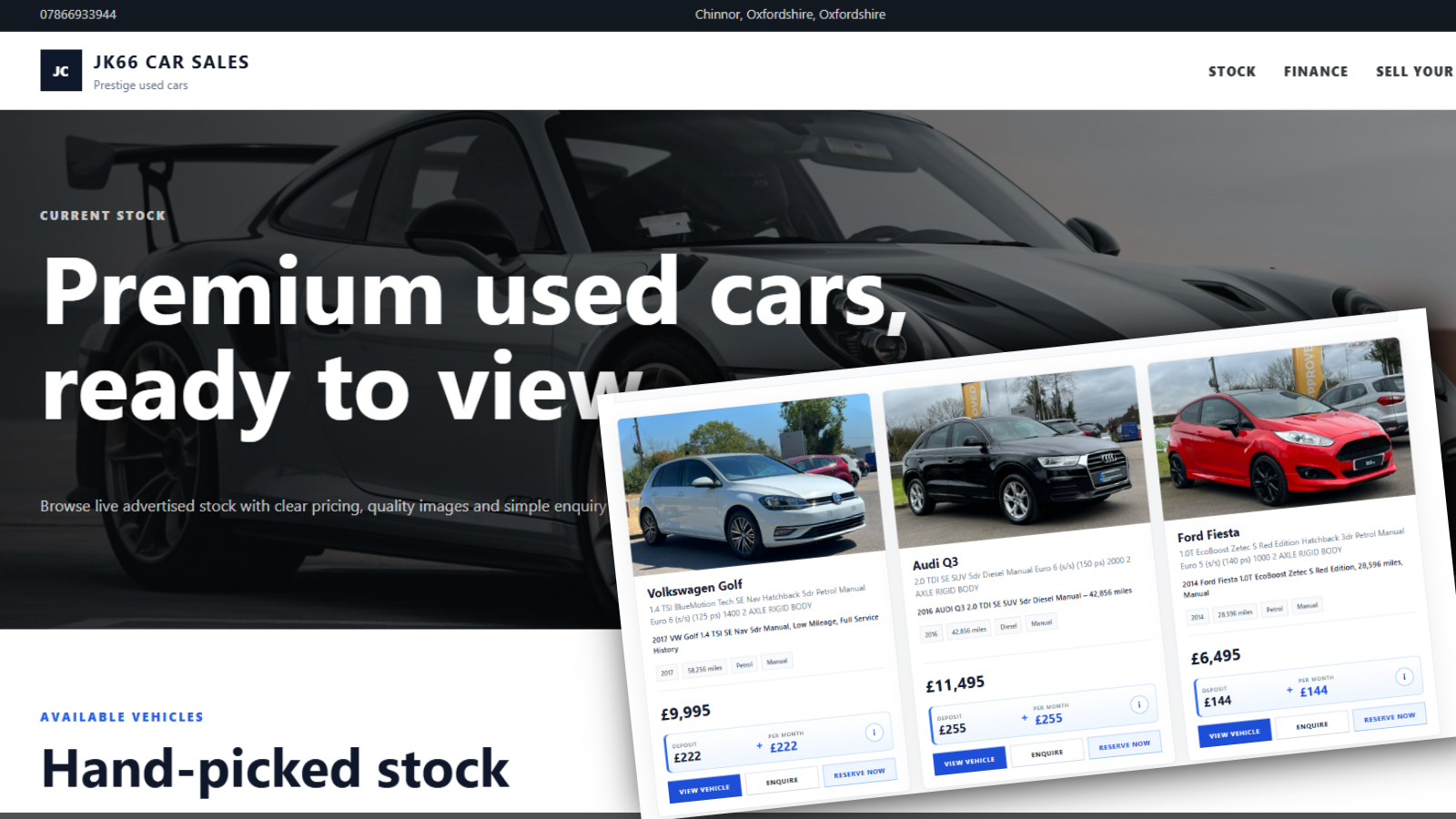 Dealer website online showroom screenshot